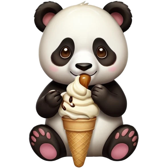 Panda eating ice cream emoji