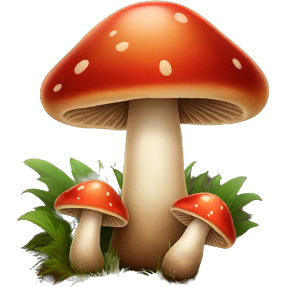 Red and brown mushrooms on the ground emoji