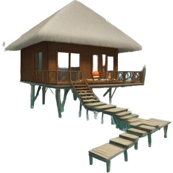 Maldives bungalows in the crystal clear sea  emoji