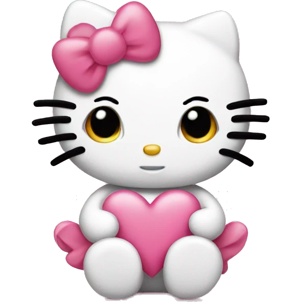 hello kitty with hearts instead of eyes emoji