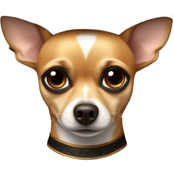 a chihuahua with majors black fur and brown fur eye brows with no white fur and short fur wearing a sombrero emoji