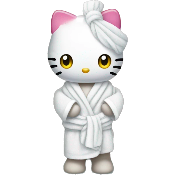 Hello kitty with a towel on end going out of shower  emoji