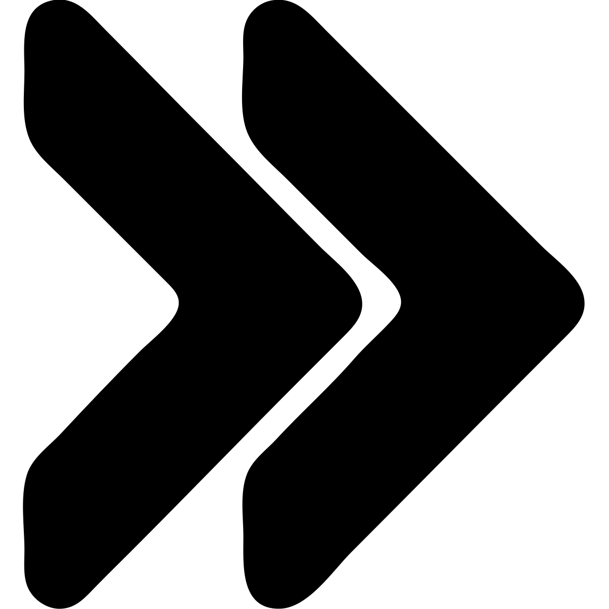 double arrow made of two solid black filled triangles, minimalist style emoji