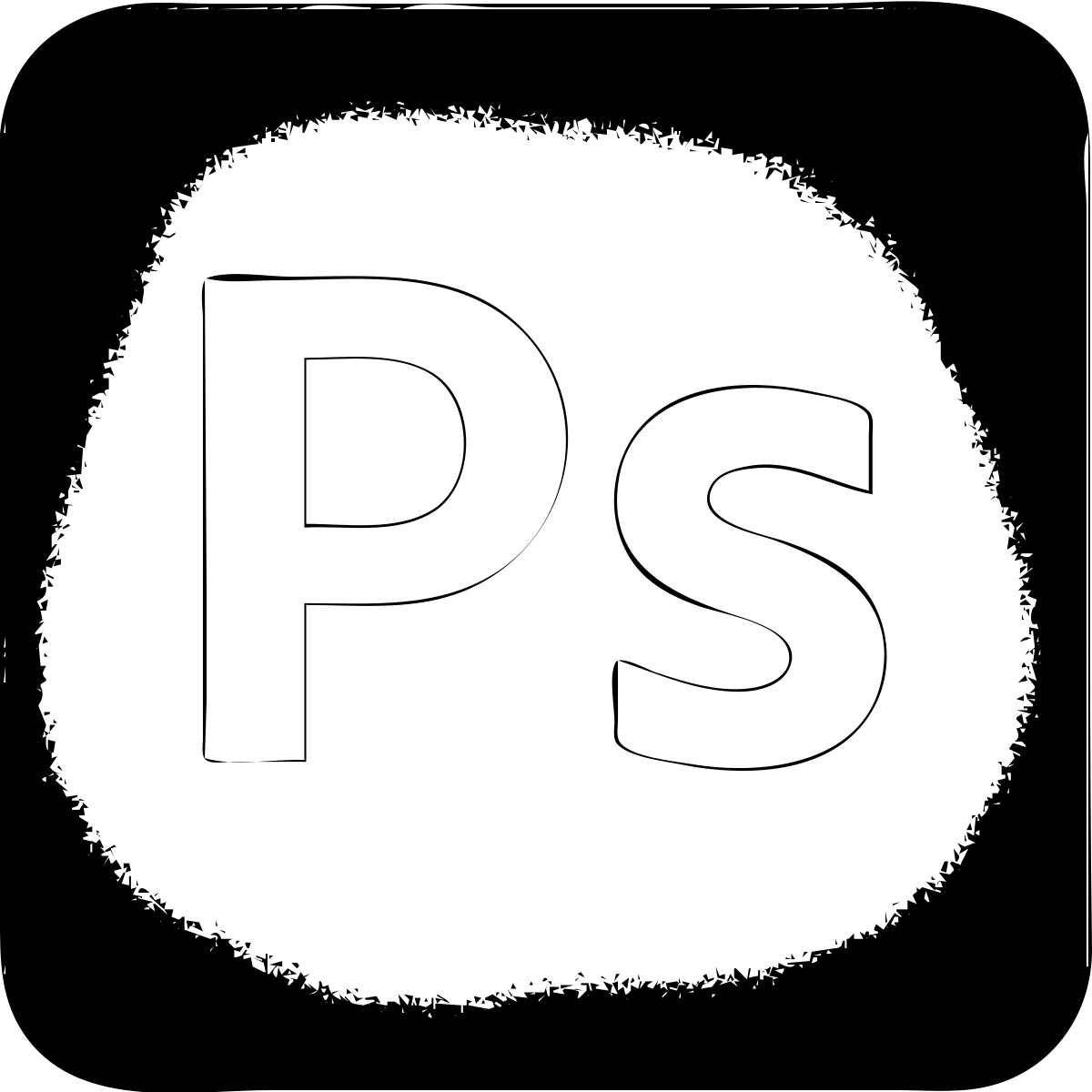 Photoshop icon, solid black filled, geometric, simple, no color emoji