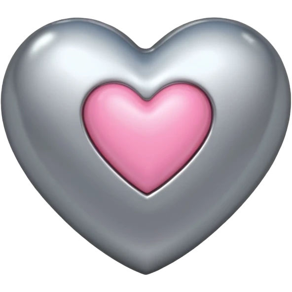 silver heart with one pink mini heart inside of it  emoji