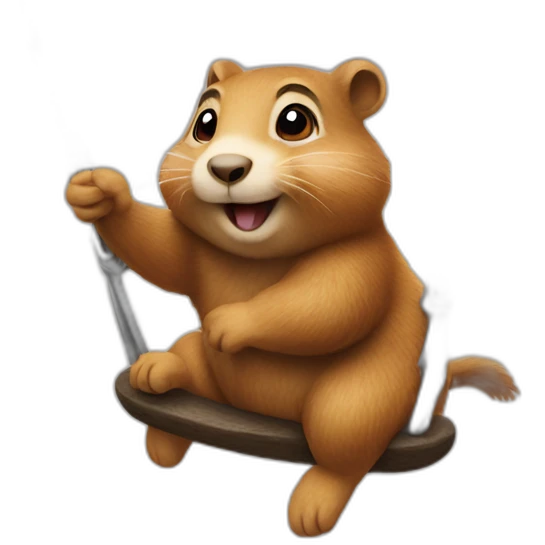 Gopher rides on a swing emoji