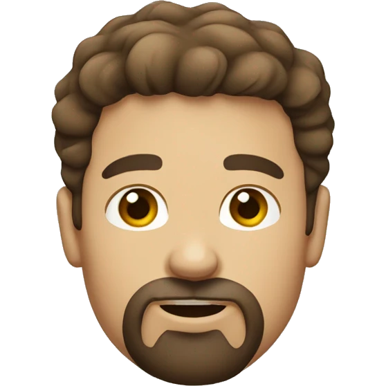 man with round face short brown hair bushy goatee emoji