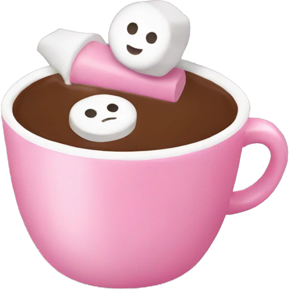 Hot chocolate with marshmallows in a little pink coffee cup emoji