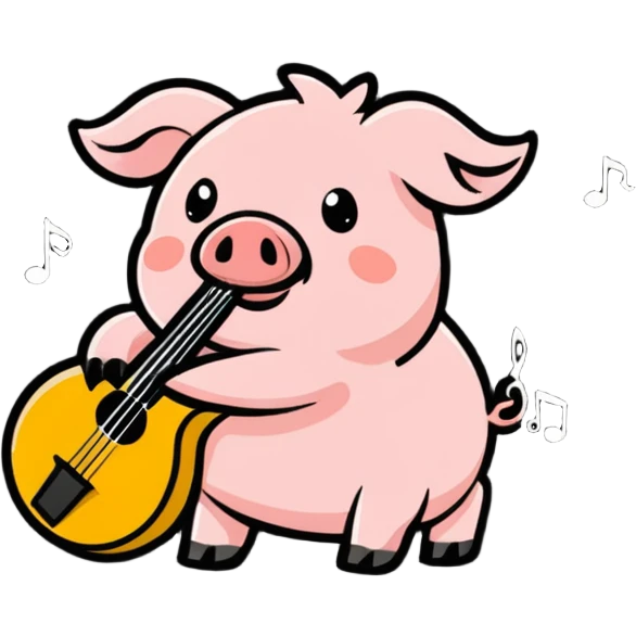 A pig playing music emoji