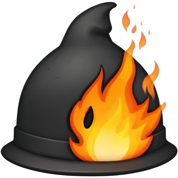 burning black cap with number “9” on it emoji