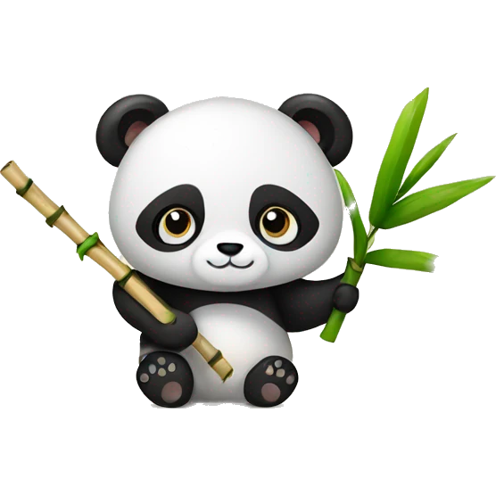 A PANDA WITH A BAMBOO STICK IN HIS HANDS IN A FALL THEME emoji