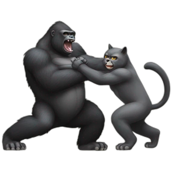 Gorilla fighting cat emoji