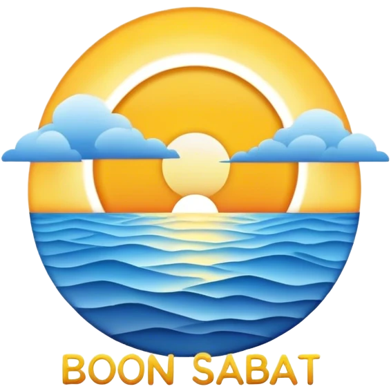 sunset slowly blue and yellow with words :" bon sabbat" emoji