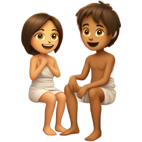 Girl and boy in sauna  emoji