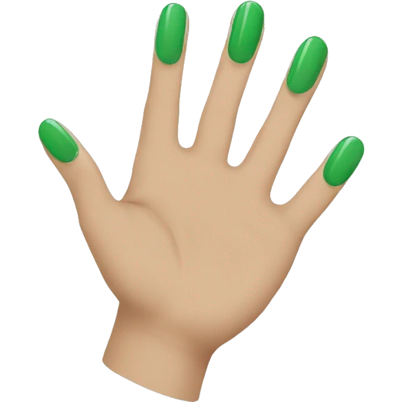 Green nails on hand with five fingers emoji