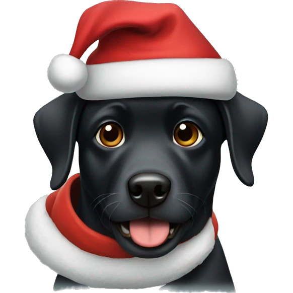 Black dog with santa hat emoji