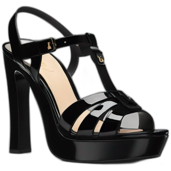 Ysl TRIBUTE heel SANDAL black PATENT LEATHER emoji