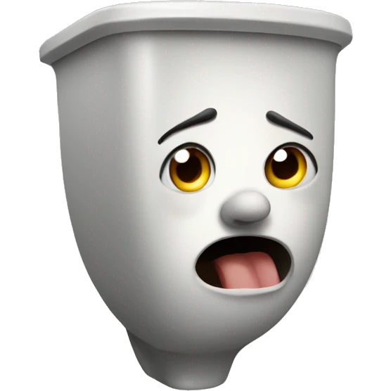 A scared toilet emoji