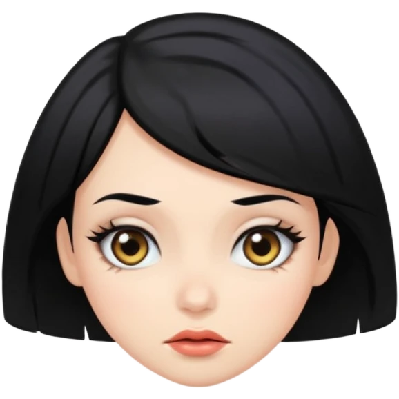 dramatic girl black hair rolling her eyes emoji