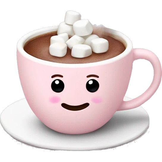 Light Pink mug of hot chocolate with marshmallows  emoji