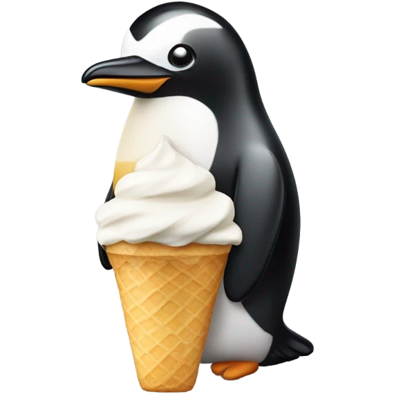 Pinguino che mangia il gelato emoji