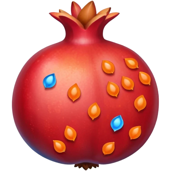 Pomegranate with red, blue and orange seeds inside emoji