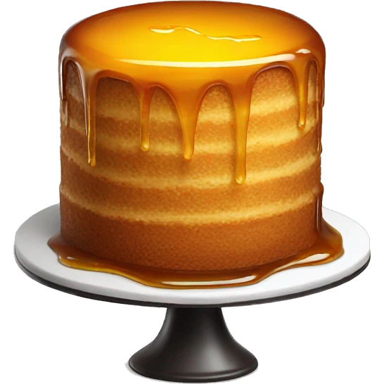 Realistic round cake with honey on top and dripping down the cake. emoji