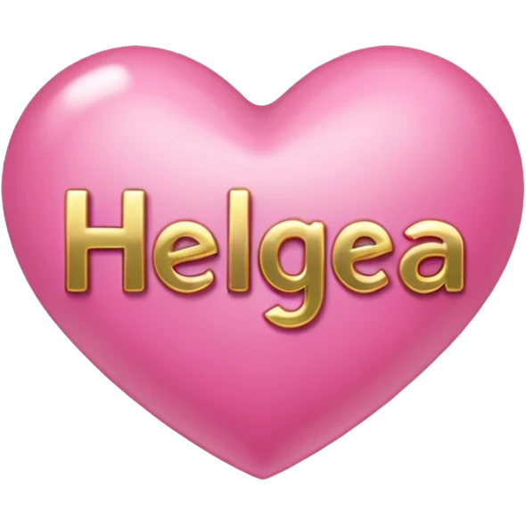 In pink heart,the gold inscription "Helga" in large letters emoji