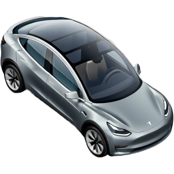 A Tesla Model Y parallel parking in front of a store, from above emoji