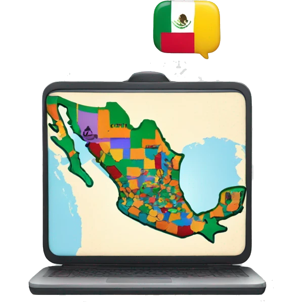 computer with colorful Mexico's map showing on screen emoji