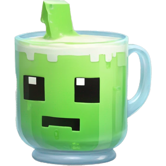 Minecraft Slime with cup on milk emoji