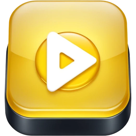 Graphic: 🎥 Play button icon (white) with yellow glow.
Animation: Play button pulses softly.
Background: Transparent.
 emoji