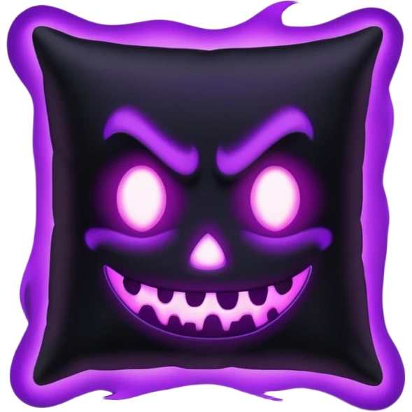 a black  pillow with dark aura coming out of it with a scary face  emoji