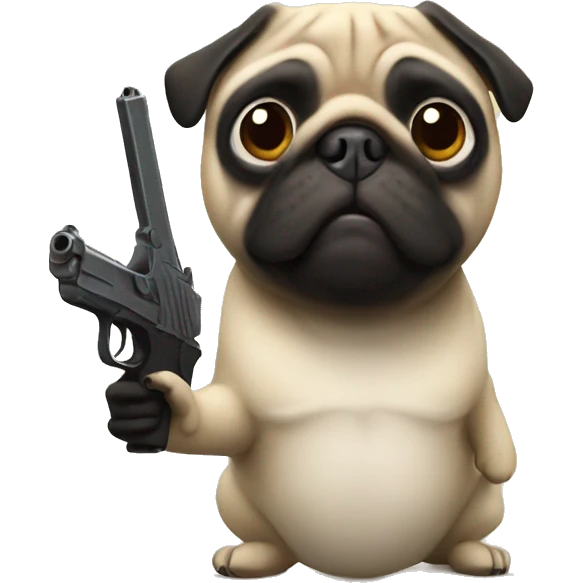 Pug with a gun emoji