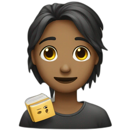 Uno studente triste su un libro emoji