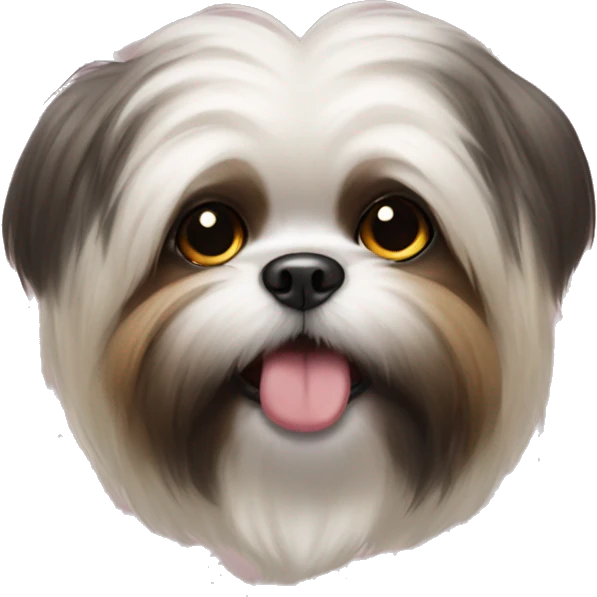 Shitzu with tongue sticking out eyes crossed and darker fur emoji