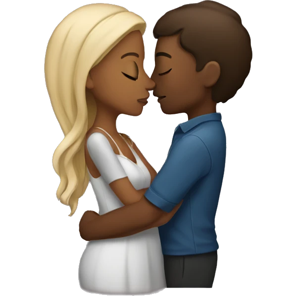 Two brown skin couples kissing emoji