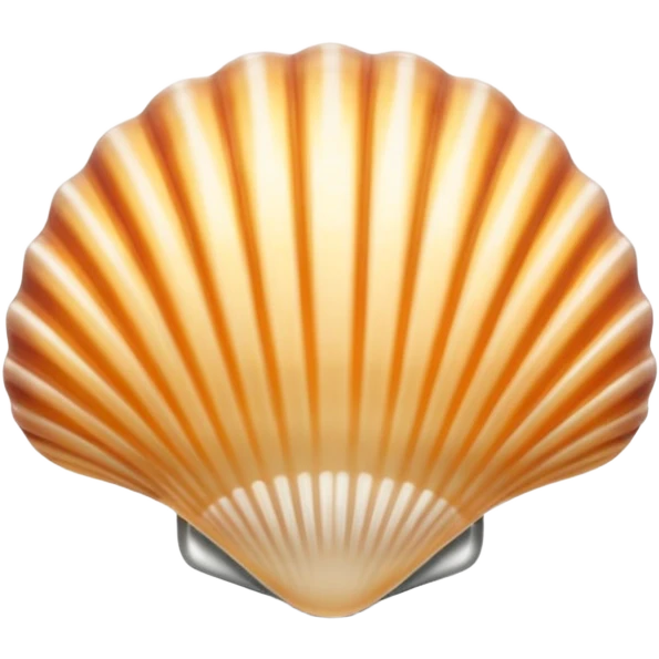 A seashell emoji made of polished silver chrome, smooth curved surface, reflective metallic highlights, elegant minimal design, iOS emoji style, centered, clean white background, soft lighting emoji
