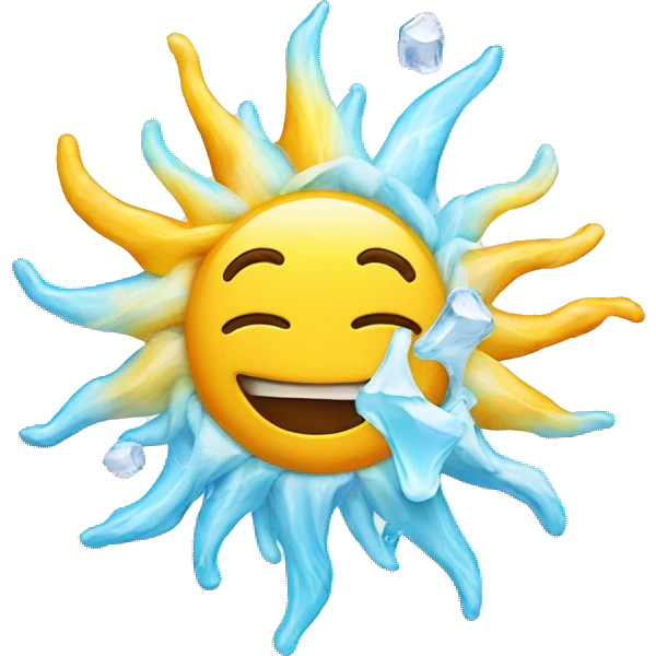 sun with ice cool emoji