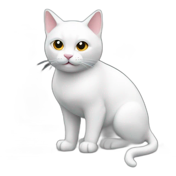 3D white cat on a computer emoji
