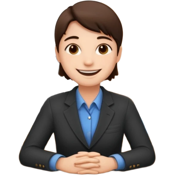 happy employee sitting at a desk emoji