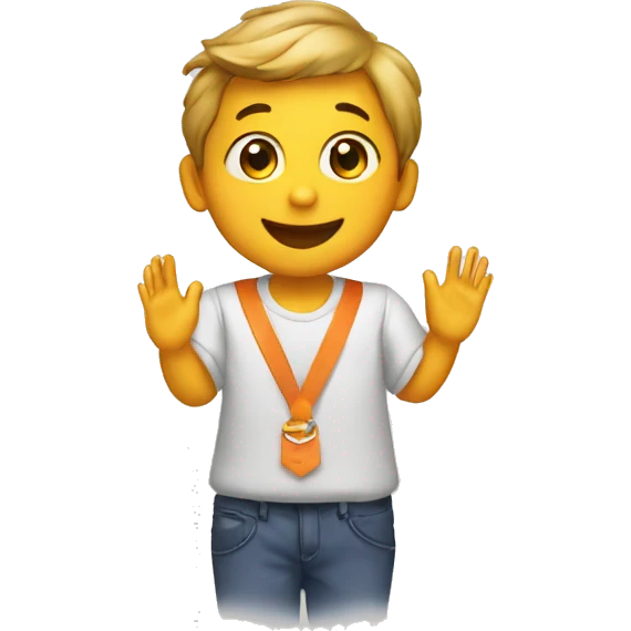 create emoji of a boy clapping with a blouse with the Itaú logo emoji