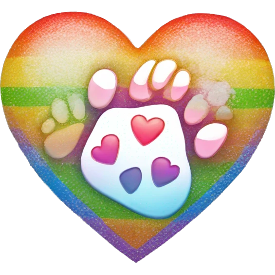 Rainbow heart with paw print in it  emoji