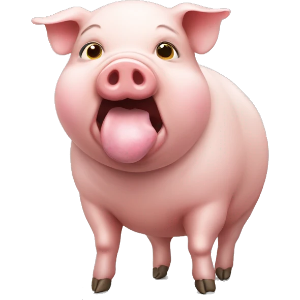 Pig holding ball in mouth emoji