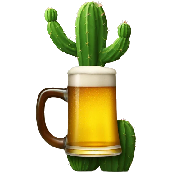 A cactus drinking a beer emoji