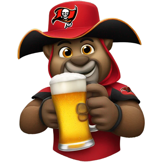 Tampa bay Bucs mascot drinking a beer  emoji