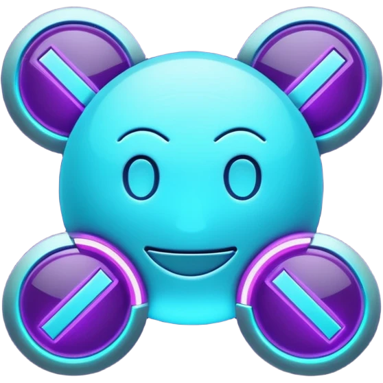 futuristic minimalistic emoji icon, letters "SANG" formed by three glowing digital lines representing Storm, Atom and NoizeGames, neon purple (#8B5CF6) and cyan (#00E0FF) on dark background, modern tech style, 1:1 aspect ratio
 emoji