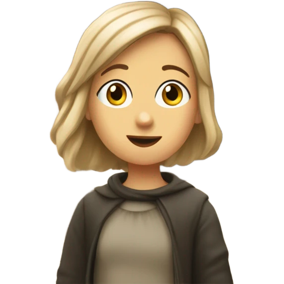 European girl looking at Romanesque church emoji
