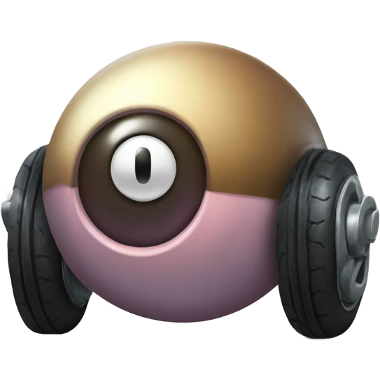 cute eyes Kirby Metal ball with on 4 car wheels  emoji