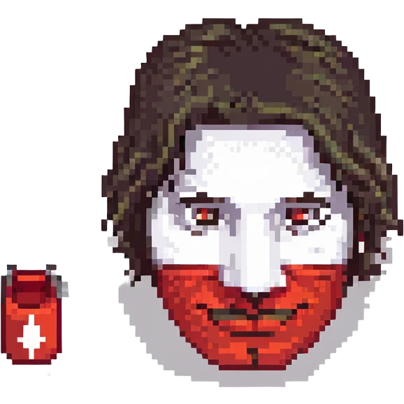 a man with a La Casa de Papel mask, pixel art style emoji